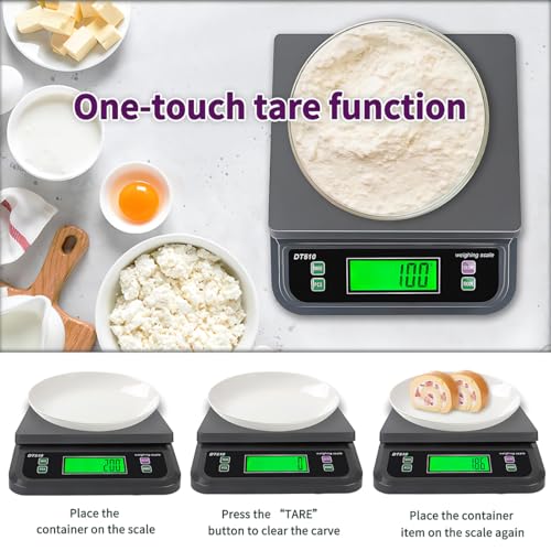 66lbs/30kg Large Digital Kitchen Scale with 6 Unit & Tare Funtion | Food Scale for Baking Cooking Bread Meat Scales with Prep Counting LCD Display with Adapter Grey - color: Grey-30kg, size: Grey-30kg