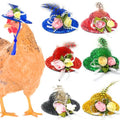 6-Pack Mini Chicken Hats for Hens, Dolls Hats, Cute Decorations | Cotton & Polyester, 2.76 in (7 cm), Adjustable Chin Strap, Fits Small Animals - style: Double-Flower-Glossy