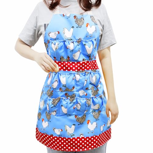 MOMWOW Chicken Egg Apron for Collecting Eggs - 11 Pocket Adult Egg Gathering Apron for Chicken Duck Goose Quail Eggs - color: Bule