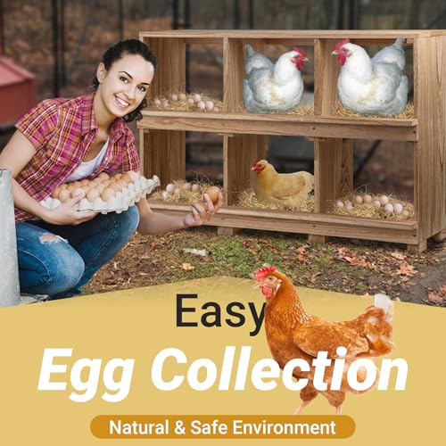 Neoaider Nesting Boxes for Chickens 6 Compartment | Wall-Mounted Wooden Chicken Nesting Box, Ensuring Comfortable Egg Laying, Perfect for Backyard and Poultry Farms - size: 37.8"L x 14.7"W x 26.0"H