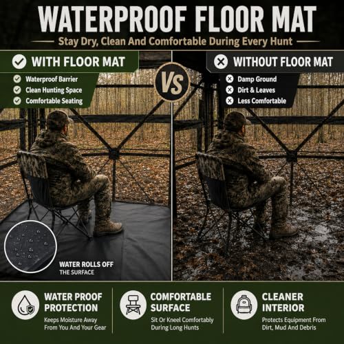 Hunting Blind See Through, Pop Up Ground Deer Blind, Large Door | 270/288/360 Degree See Thru, 1/2/3/4 Person Hunting Camouflage Tent, With/Without floor, Swing/Diamond/Horizontal Door Design - size: 3-4 Person, style: 270°&360°/Diamond Door/With Floor
