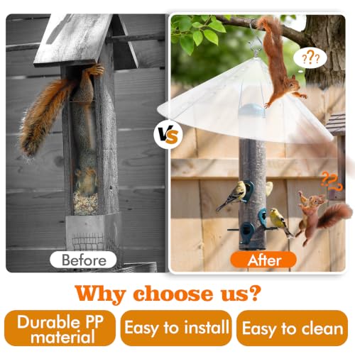 Squirrel Baffle,Squirrel Baffle for Bird Feeder Pole,19-Inch Squirrel-Proofs for Outdoor Shepherd's Hooks,Outside Hanging Mount Squirrels Guard(Clear) 1 Pack. - color: Hanging mount-White-1P