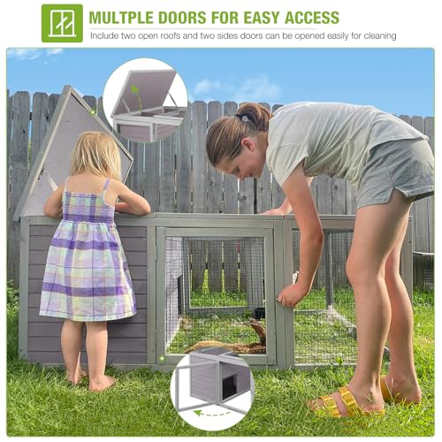 GUTINNEEN Chicken Coop Outdoor Rabbit Hutch with Run for Rabbits, Chickens, Ducks, and Guinea Pigs, 61.5" L x 40.9" W x 24.8" H