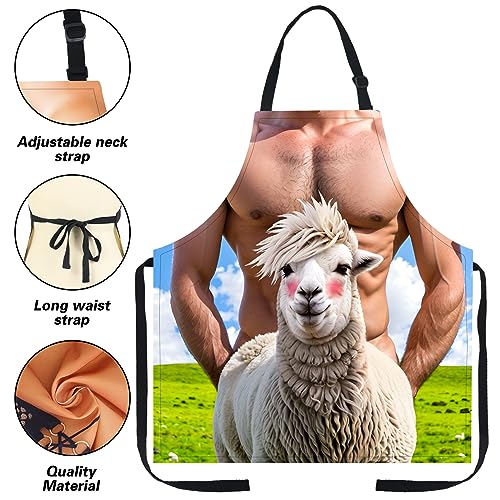 Funny Men Cooking Grilling Aprons Belly BBQ Funny Gag Gifts for Christmas, White Elephant Gift Exchange (Goat, One Size) - color: Goat