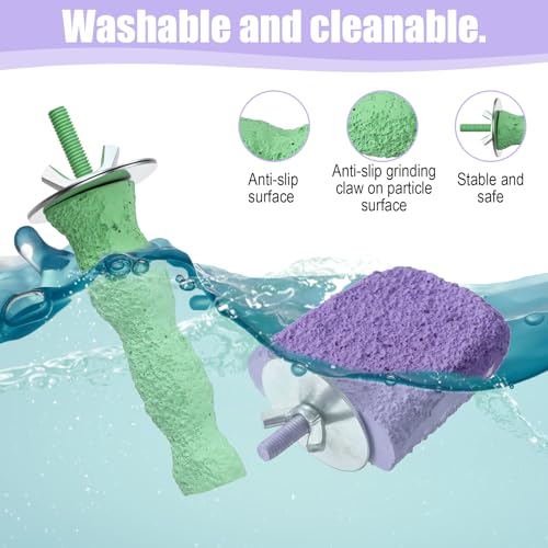 Bird Beak Grinding Stone 2 Pcs Bird Parrot Cage Perch Stand Platform Foot Claws Trimmer Chewing Toys for Small Medium Birds Cage Accessories for Budgies Cockatiels Conures