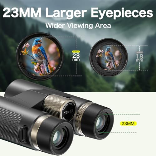 10x42 HD Binoculars for Adults, High Powered Binoculars with BAK4 Prism, Low Light Vision, Easy Focus, Waterproof Binoculars with Large Eyepiece for Bird Watching, Alaska Cruise, Hiking, Hunting - color: Black