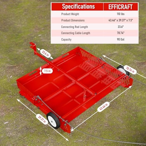Efficraft Replaces Manure Fork 2-in-1 Manure Scoop & Tow Behind Trailer, Yard Sweeper for Horse Manure - Heavy Duty Drag Manure Collector, | 2-in-1 manure scoop and tow-behind trailer with tow-ball and drawbar pin connections for paddock and yard cleanup.