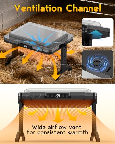 Magicfly Brooder Plate for Chicks, 200W Radiant Brooder Heating Plate | 11" x 15" Chicken Coop Heater for 20 Chicks, Digital Temp & Timer, with Remote Control & Cover for Ducklings, Quail