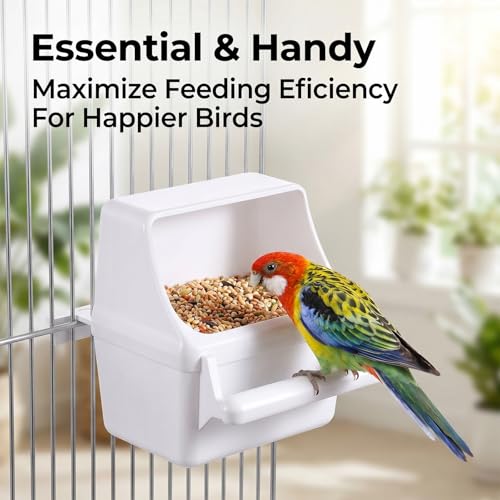 Bird Cage Feeder, 2 Pcs Hanging Plastic Water Dispenser with Hooks Bird Cage Feeder for Parrots Small Birds Pigeons Parakeet Canary Parrot