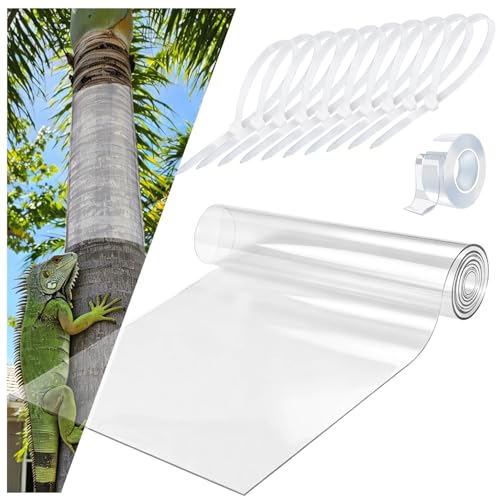 79" x 16" Squirrel Baffle for Tree Trunk Plastic Tree Trunk Protector | with 10 Cable Tie and Tape to Protect Damaged Bark, Easy Install Reusable
