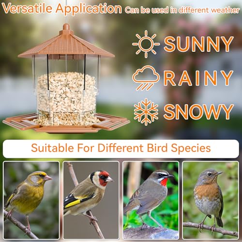 Hopper Bird Feeders for Outdoors Hanging,Brown 233