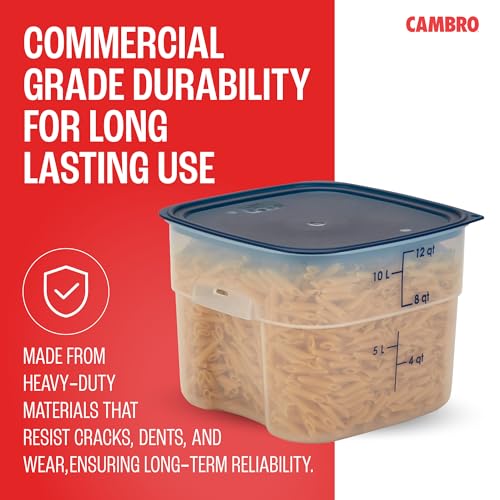Cambro FreshPro 12 Quart (QT) Food Storage Container with Lid (Restaurant Grade) - for Food Prep, Commercial Kitchen, Pet and Dog Food Container (Translucent) - size: 12 Quart