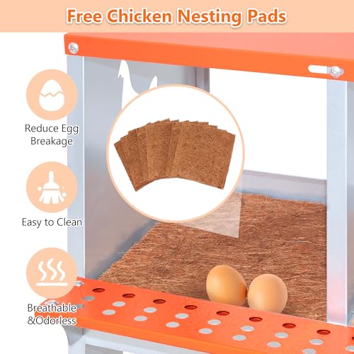 10 Compartment Galvanized Steel Nesting Box Wall Mount | Galvanized Steel Rustproof & Weather Resistant|Vented Design Keeps Interior Dry & Odor Free|Tool-Free Assembly - size: 53.0"L x 17.0"W x 25.0"H