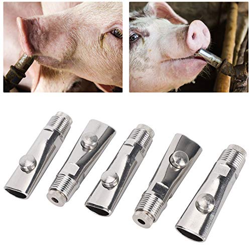 Automatic Pig Nipple Drinker, 5PCS Pig Drinker Metal Proof Automatic Pig Waterer Nipple Drinkers Animals Water Feeder for Sows Swine Piglets