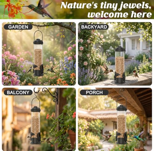 Bird Feeders for Outdoors Squirrel Proof, Elongated Oval | Effective Squirrel Block Design,Heavy-Duty Weather & Chew Resistant Build,Multi-Port Feeding & Large Seed Storage