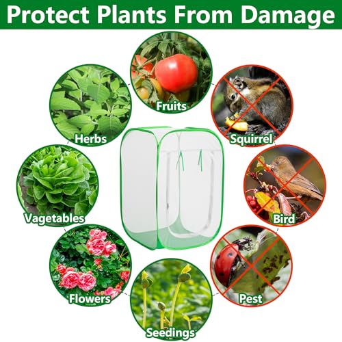 24"x24"x36" Pop Up Garden Mesh Plant Cover, Plant Protectors Mesh Enclosure | Garden Net Cage Pest Protection Guard Tent with Storage Bag, Crop Cage for Protect Plant Vegetable Fruit from Birds Insects - color: 24 X 24 X 36 Inch