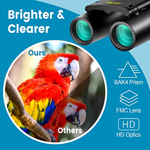 12X25 Mini Pocket Binoculars for Adults Kids Camping Hiking Travel | Compact Binocular, Small Lightweight, Foldable, Clear Vision for Bird Watching, Travel, Opera Concert, Cruise, Football