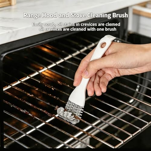 Oven and BBQ Cleaning Brush, Curved Head Brush with Scraper for Stove, Grill Grates, Oven Racks, Kitchen Crevices and Bird Cage – 16cm, 1 Pack