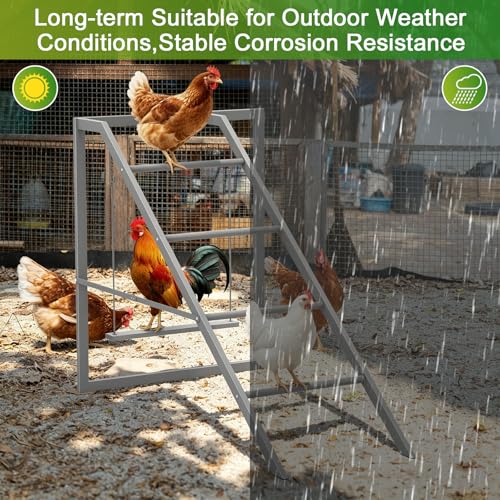 Chicken Perch Swing for Coop,Roosting Bars with Ladder for Chicken Run Accessories Toys for 6-8 Bantam Flock, Backyard Farm Chickens Coops Poultry-Easy to Assemble and Clean - size: 42.5"L x 24.6"W x 31.2"H