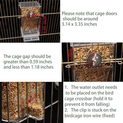 No Mess Bird Feeder Water Dispenser Set Automatic Transparent Parrot Feeder | Acrylic Parrot Food Container Drinker Cage Accessories for Small Birds Parakeet Canary Finch Cockatiel Lovebirds - color: Green
