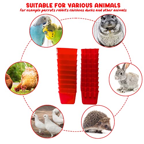 20 Pcs Chicken Coop Feeder Water Cup,16 oz Cage Cups Chicken Feeder Waterer, Cage Cups Birds Hanging Feeders, Chicken Feeder Water Bowl for Parakeet Poultry Pigeon Bunny Wire Cage (Red) - color: Red, size: 16oz