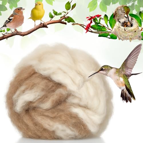 Natural Bird Nesting Material 3.6 oz Nest Bedding Supplies for Wild Birds | Hummingbirds, Finches, Canaries & Parakeets, Bedding Fiber for Hamsters, Rabbits, Squirrel & Small Pets, Cages and Nest Boxes - color: White & Brown