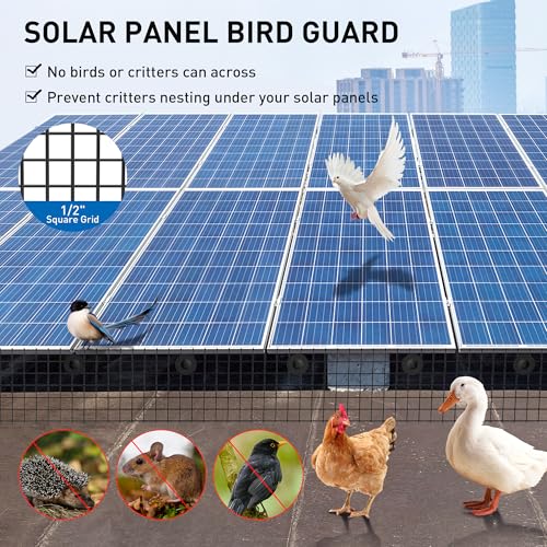 Solar Panel Bird Guard 8 Inch x 100 Ft for Pigeon Squirrel | PVC Coated Welded Wire Mesh Critter Guard for Solar Panels with Fasteners, Solar Screen for Pigeon Netting Bird Proof - color: 8IN x 100FT