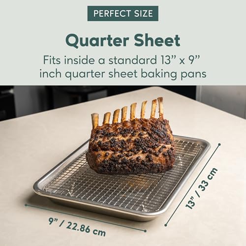 100% Stainless Steel Cooling and Baking Rack - 8.5 x 12-inch | Oven-Safe, Dishwasher-Safe, Heavy Duty, Tight Wire Bake for Oven Cooking, Quarter Sheet Pan, Roasting Rack - size: 8.5" x 12.0" 1-Pack