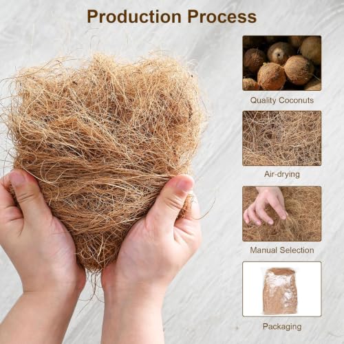 Sukh 3PCS Coconut Fiber for Bird Nest - Bird Nest Bedding for Hummingbird Finch | Coconut Bird Nest Finch Coconut Fiber Loose Bedding Substrate for Laying Eggs, Resting Materials for Birds, Hummingbird Parak