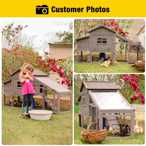Aivituvin Chicken Coop Mobile Hen Coop, Large Poultry Cage with Wheels Outdoor Backyard Chicken House