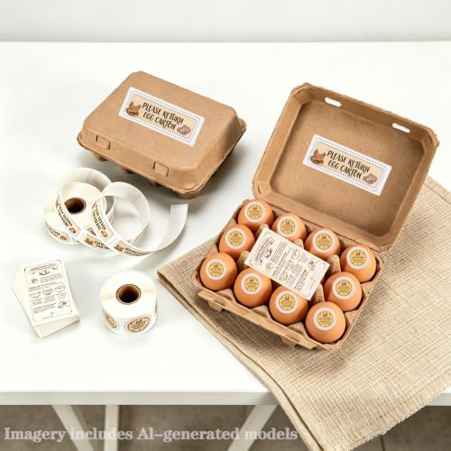 3-in-1 Fresh Farm Egg Packaging Set, 1200Pcs: 500 "Please Return Carton Stickers, 200 Egg Handling Cards, 500 "Eggs Unwashed Stickers – for Egg Farmers & Homesteaders