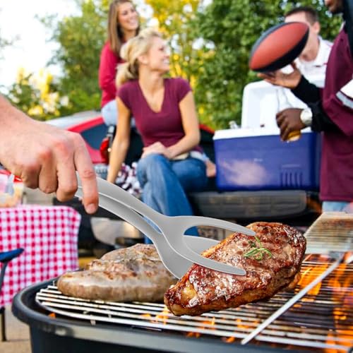 2 in 1 Egg Flipper Spatula, Non-Stick Grip and Flip Spatula Tongs for Pancakes, Omelets, Fish, Eggs, Burgers, Steaks, Heat Resistant Cooking Tool for Kitchen use (Black+Grey) - color: Black+Grey