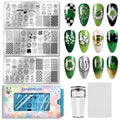 PH PandaHall 3pcs St. Patrick's Day Nail Stamping Plates, Lucky Shamrock Clovers Nail Art Templates Stainless Steel Image Plate Stencils with Tool for Women DIY Print Manicures Salon Design Supplies - style: St. Patrick's Day