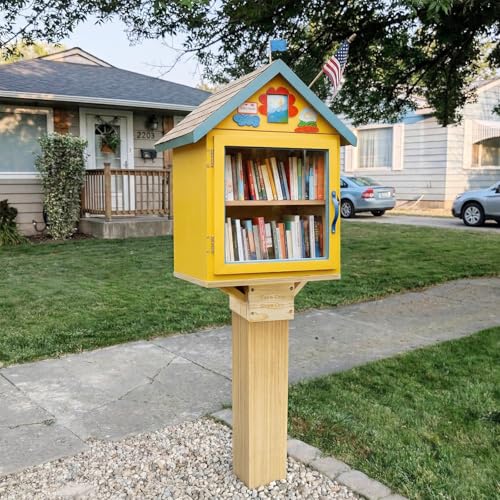 Outdoor Little Library Mount for 4x4 Post, Library Book Box Bracket Holder | Wooden Little Library Bracket Holder for Community with Mounting Accessories