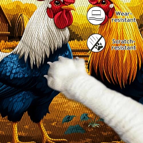 Farmhouse Kitchen Rugs Set of 3, Non Slip Washable Durable Stain Resistant Floor Mat Set,Multicolour-Rooster and Sunflower Home Decoration,Rooster Welcome Kitchen Runner Rug 16"X24"+20"X32"+20"X47" - color: Multicolour-rooster&sunflower