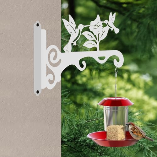 Elegant Bird Pattern Wall Hooks - 10/12/14 Inch Metal Plant Hangers for Indoor & Outdoor - Rust-Resistant Bracket for Plants, Feeders, Chimes, Lanterns (2, White, 10 inch) - color: White, size: 10 Inch