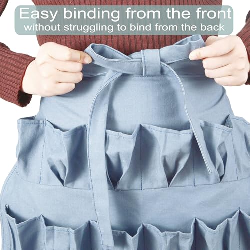 Egg Collection Apron with 18 Pockets for Gathering Chicken Duck Goose Eggs | 18 Pockets, Egg apron for gathering chicken duck goose eggs, Farm, Blue