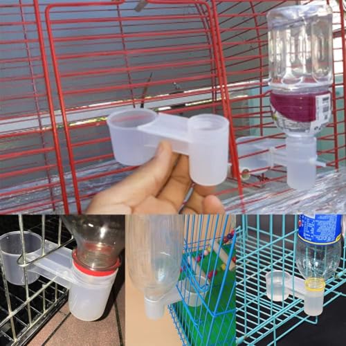 kathson 20 Pcs Bird Drinker Feeder Plastic Soda Pop Water Bottle Cup Ideal for Chicken Pigeons Birds Feeder Trough Animal Feeding Accessories - color: White