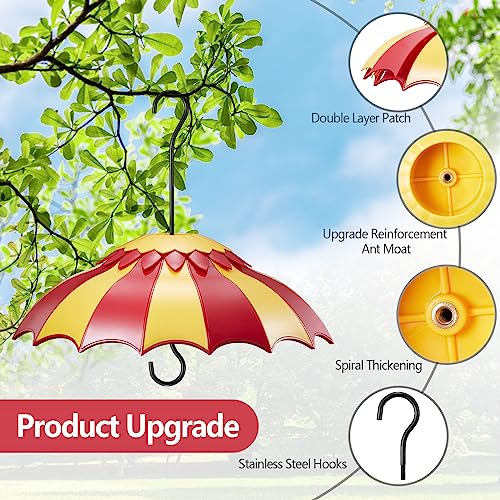 Beserie Hummingbird Feeder Umbrella Cover 14" with Ant Moat Big RedYellow | Dome Shade Weather Rain Guard, Hanging Squirrel Baffle for Bird feeders, Anti Sun/Snow/Ants Keep Nectar/Seed Fresh 3 Hooks - color: Red