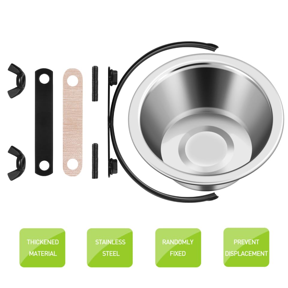 Small Bird Feeding Dish Cups 3.1In 12oz Stainless Steel Rust-Proof Parrot Cage Feeders with Clamp Holder Quick-Detach for Seed & Water, Fits Cockatiel Parakeet Macaw Finches Lovebirds