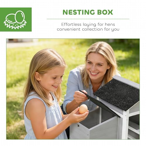 PawHut Chicken Coop Outdoor Weatherproof for 1-2 Chickens 36" x 25" x 27" | Wooden Duck House, Nesting Box, Pull-Out Metal Tray, Rabbits Ducks, Poultry Cage Rabbit Hutch, Backyard Farm