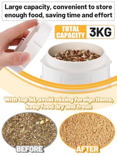 Automatic Chicken Feeder No Waste - 6.6 Pounds Large Capacity Heavy Duty PVC Pipe Hanging Chicken Feeder, Poultry Gravity Feed Port for Chicken Long Feeding - color: White-1 set