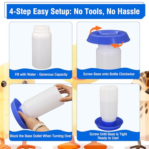 Chick Feeder and Waterer Set No Waste Automatic Chicken Feeder and 1L Waterer for Baby Chicks, Ducks, and Quail – Brooder Starter Kit (Blue) - color: Blue
