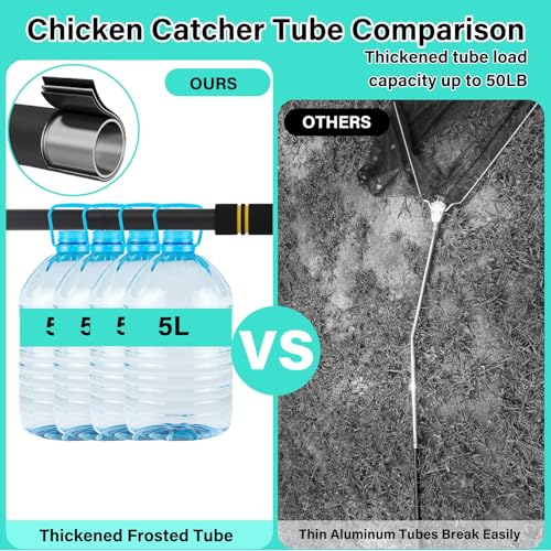 Chicken Catcher Net,37 to 63in Chicken Catcher Leg Hook Extra Long Handle Animal Catcher Pole Heavy Duty with Frosted Tube Extension Pole Poultry Hook Fowl Catcher (Black, 63in) - color: Black, size: 63in