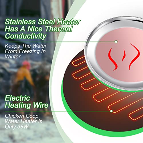 Hortsun 2 Pcs Chicken Water Heater 110V 38W Heated Base for Winter, Green | Poultry Drinker Base, Reaches 140F Surface Temp, Electric Deicer Prevents Freezing, Keeps Waterer Liquid in Cold Weather - color: Green