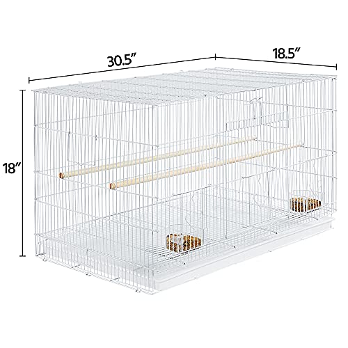 Topeakmart 30-inch Flight Bird Cage for Parrots Finches Budgies Cockatiels Parakeets Lovebirds Canaries with Slide-Out Tray, White - color: White