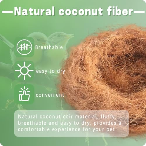 Bird Nesting Material,100% Natural Coconut Fiber Bird Nest Bedding, 3.7oz，Safe&Soft Nesting Supplies for Hummingbirds, Canaries, Parakeets, Wild Birds | for Bird Cages, Nest Boxes, Outdoor Bird Houses
