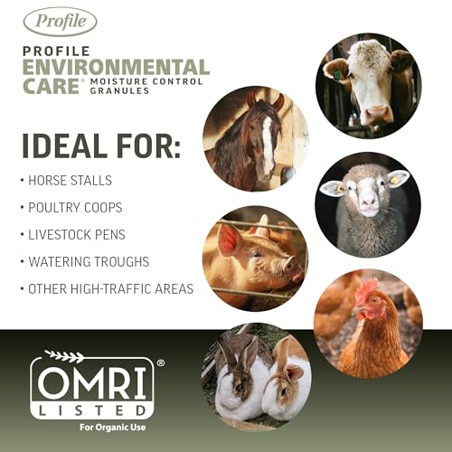 ANNUSO Profile Environmental Care Moisture Control Granules, 40lb Bag - Under Bedding Conditioning Layer for Horse Stalls, Chicken Coops & Livestock Pens - Long-Lasting Odor Control - OMRI Listed