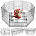 Puppy Pet Playpen 8 Panel 24 Inch Indoor Outdoor Metal Portable Folding Animal Exercise Dog Fence Ideal for Pet Animals Dog Cat Rabbit Breed Puppy (24" x 24" x 8) | Rustproof 8-panel metal playpen with door folds flat, sets up tool-free, and forms multipl