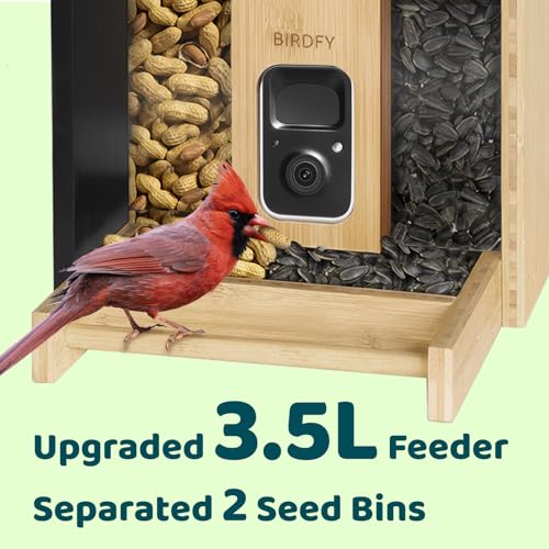 NETVUE by Birdfy Bamboo Bird Feeder with Camera Solar Powered,2K Live Stream&Lifetime AI Bird Identification&Motion Detection,birdswatching Ideal Bird Feeder Gift for Moms and Bird Lovers - style: AI Permanent Service